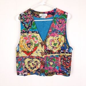 Sandy Starkman vintage patchwork vest layering whimsical boho artsy art to wear